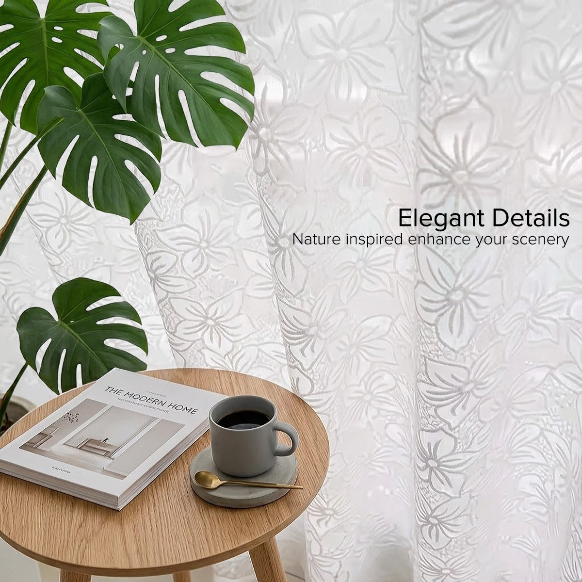 Sakura Sheer Curtain / Net Curtain Ready Made French Pleat Hook & Ring Eyelet