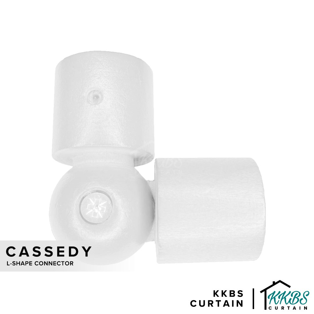 Cassedy Wooden Curtain Rod L-Shape Connector Off White Colour