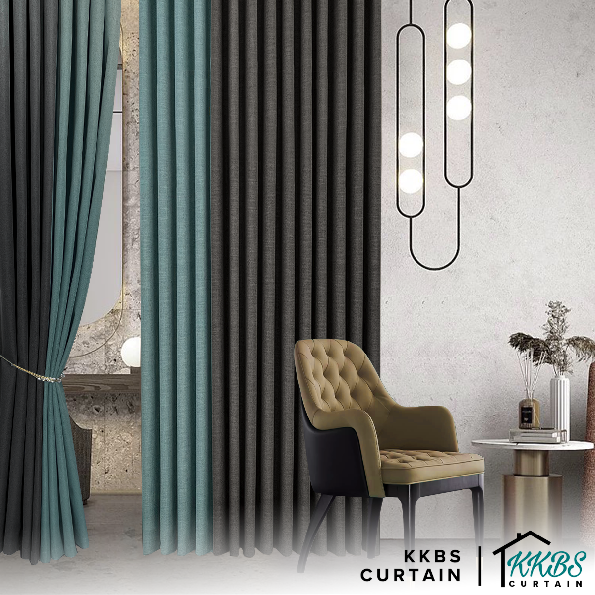 Mizuka 100% Blackout Curtain Ready Made Standard Width