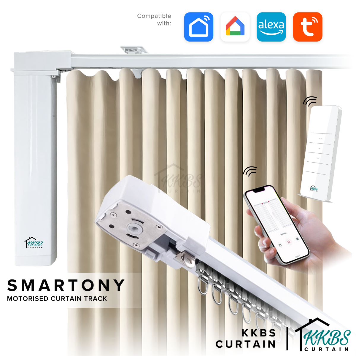 Smartony Motorised Curtain Track Wi-Fi / ZigBee Complete Set