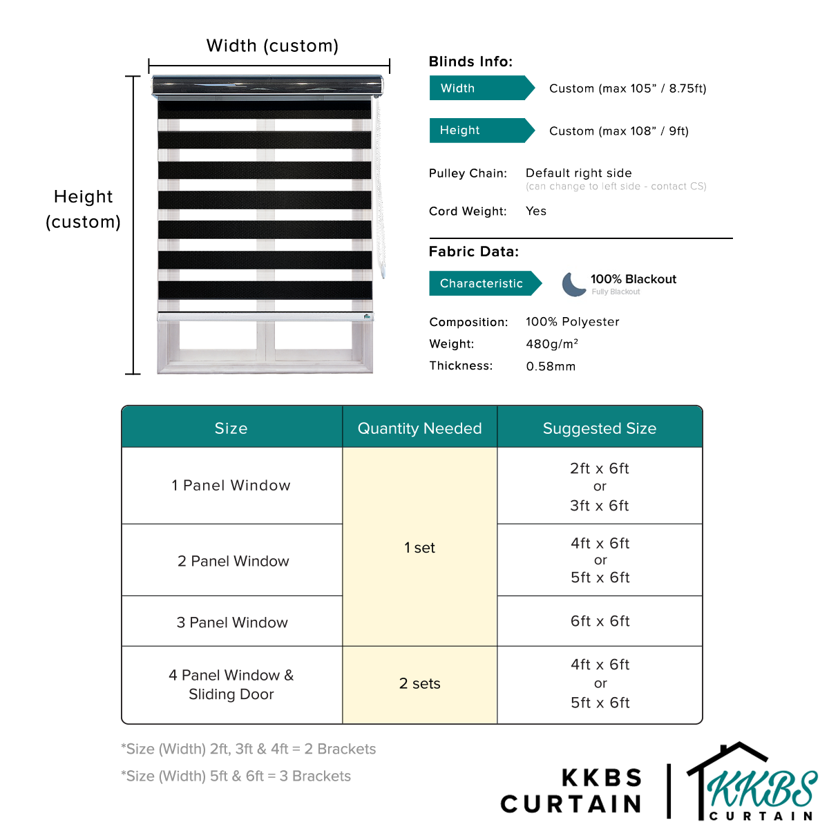 Santino 100% Blackout Zebra Blinds Custom Made