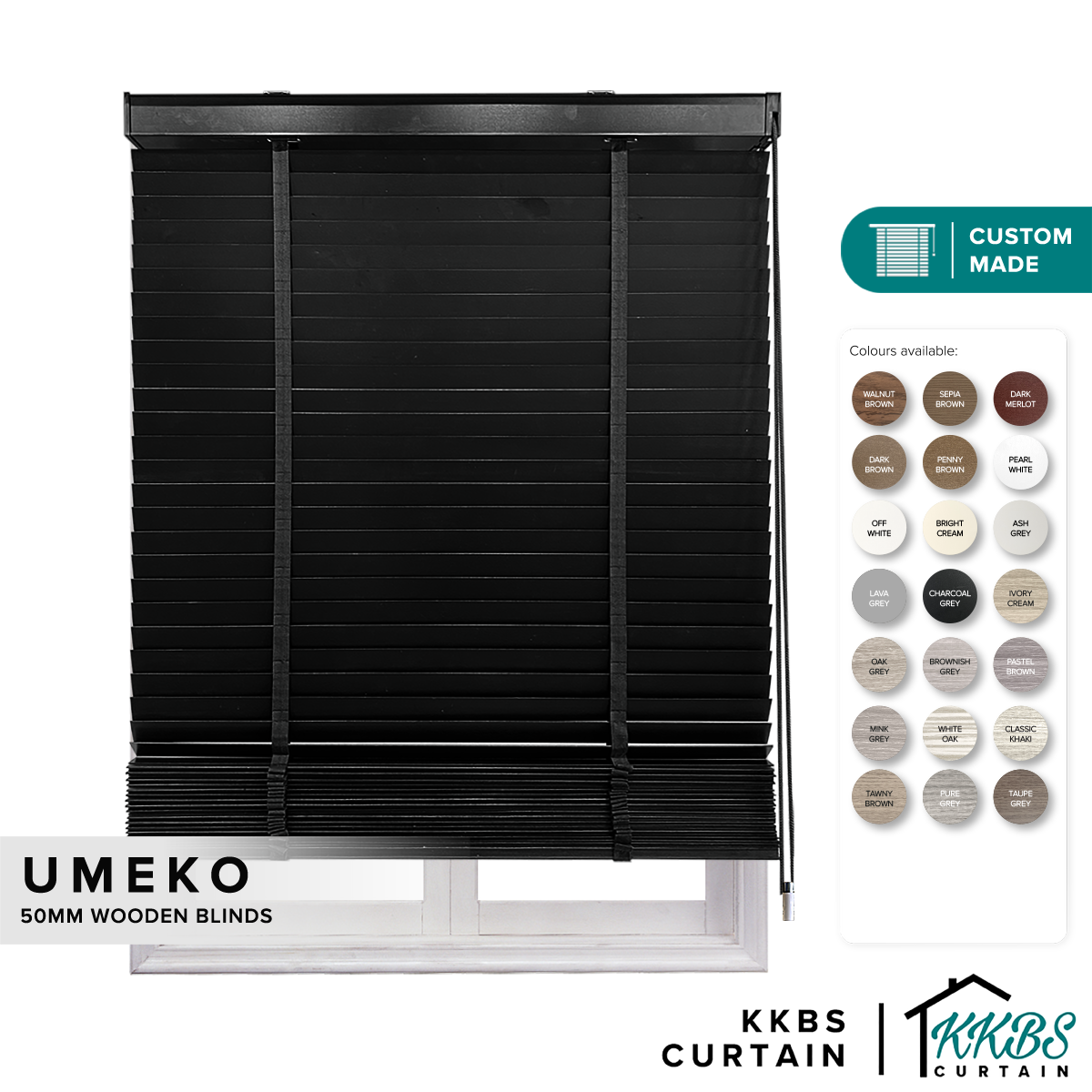 Umeko 50mm Timber Blinds / Wooden Blinds Custom Made