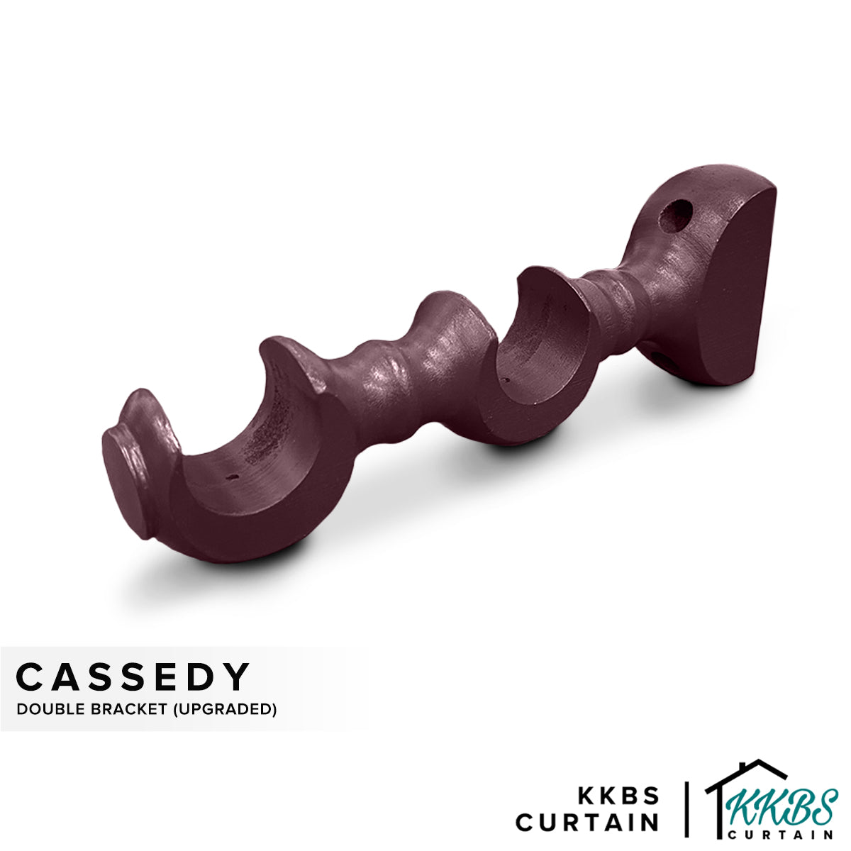 Cassedy Wooden Curtain Rod Double Bracket Dark Merlot Colour