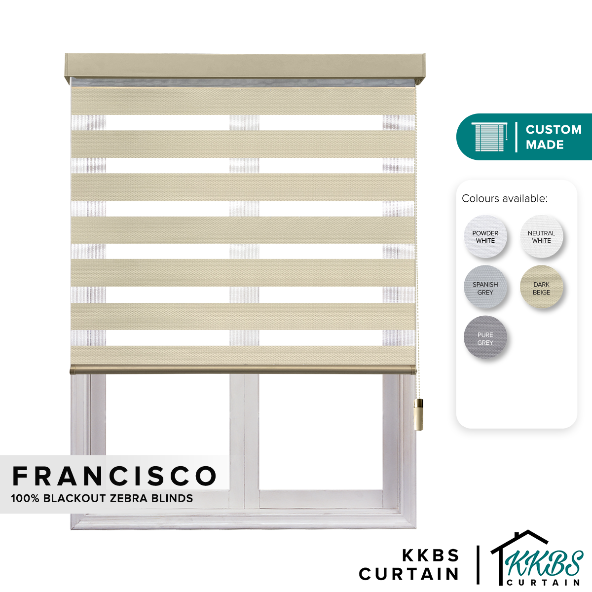 Francisco 100% Zebra Blinds Custom Made