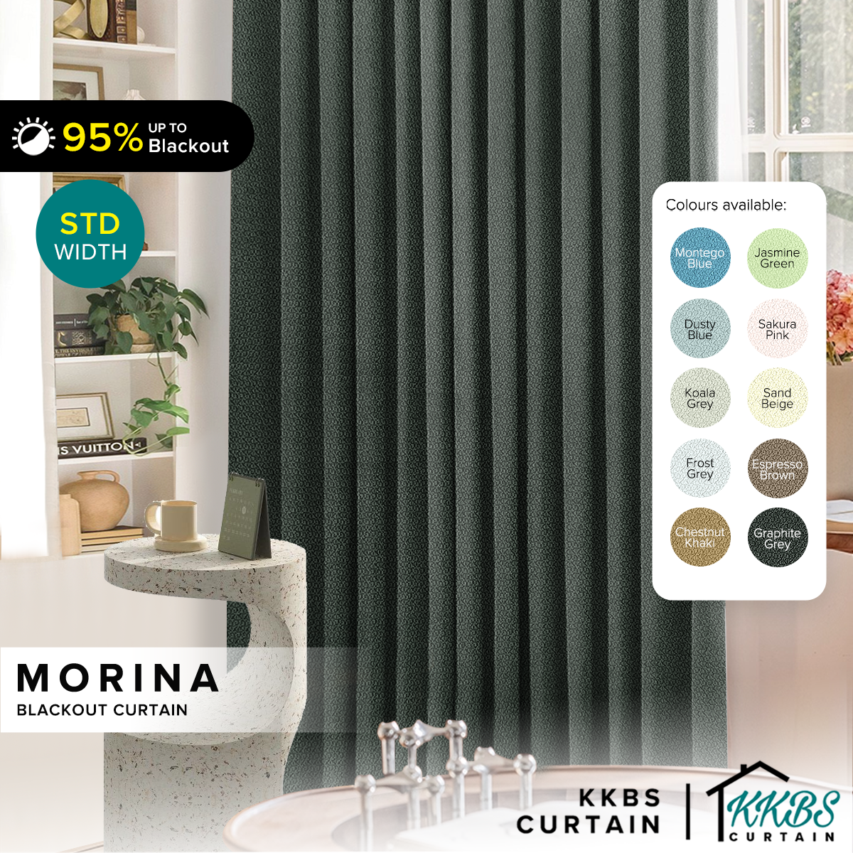 Morina 85-95% Blackout Curtain Ready Made Standard Width