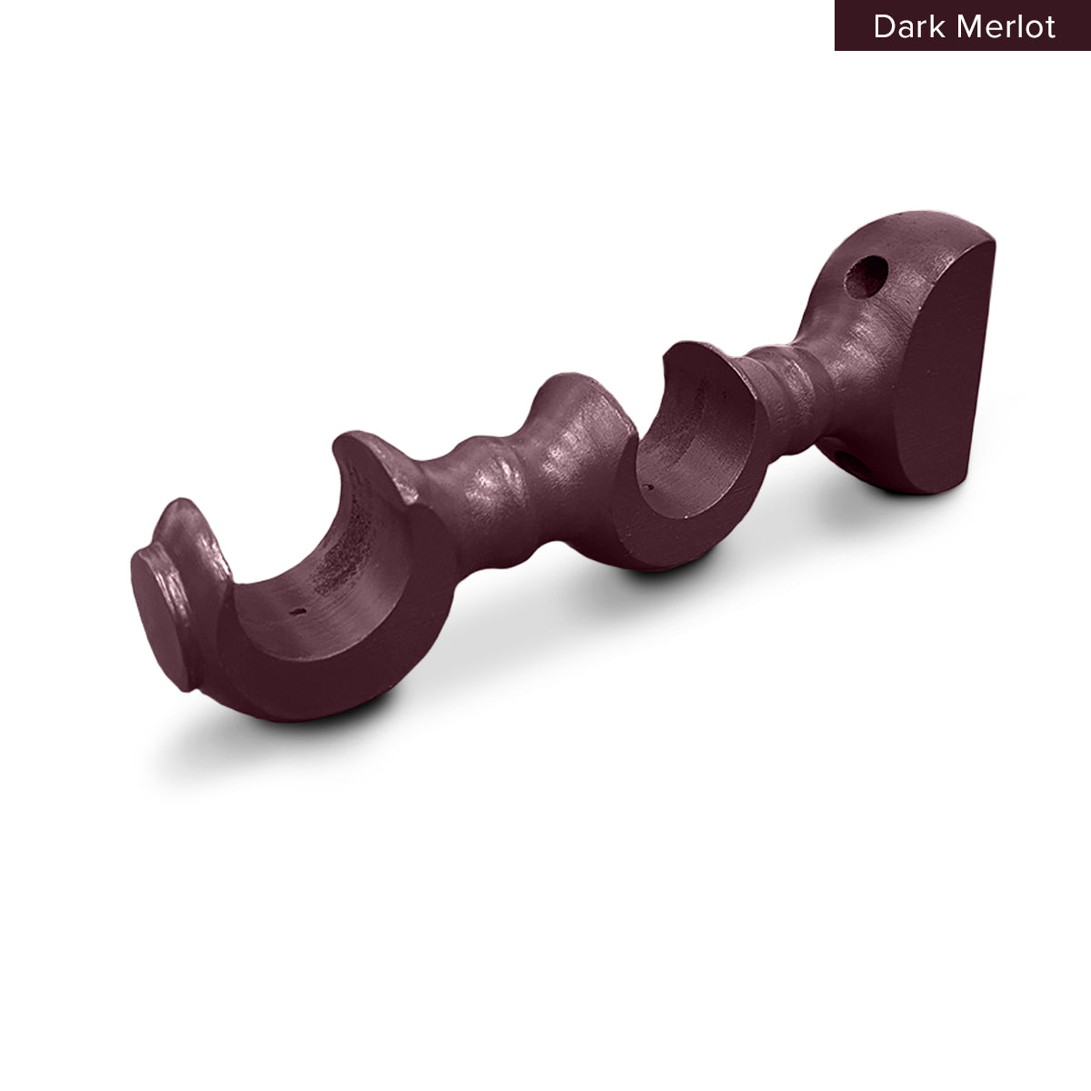 Cassedy Wooden Curtain Rod Double Bracket - Dark Merlot