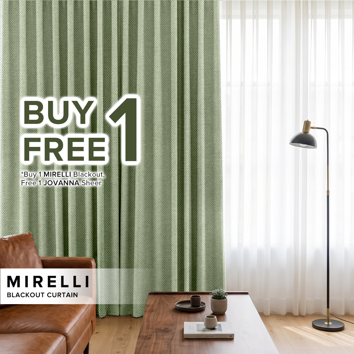 Mirelli 95%-99% + Blackout Ready Made Curtain Hook & Eyelet - Standard Width