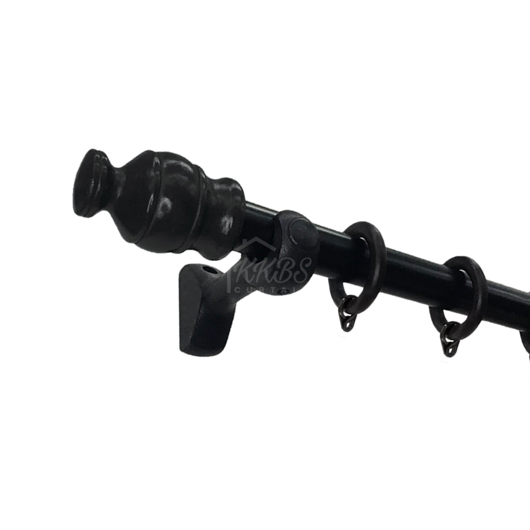 Cassedy Wooden Curtain Rod Single Bracket - Ebony Black