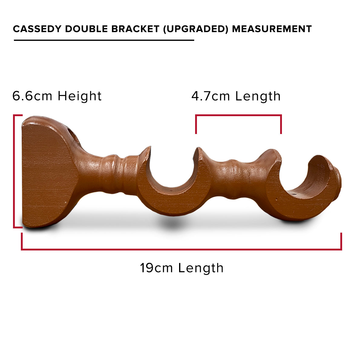 Cassedy Wooden Curtain Rod Double Bracket - Natural Mahogany