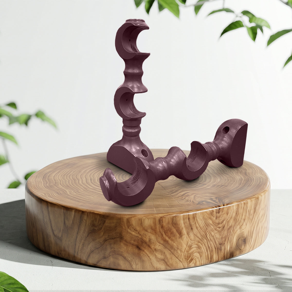 Cassedy Wooden Curtain Rod Double Bracket - Dark Merlot