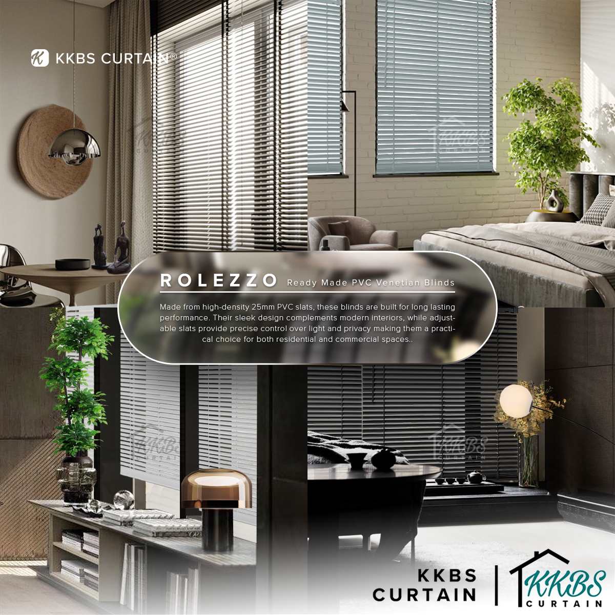 Rolezzo 25mm Venetian Blinds PVC Ready Made Complete Set