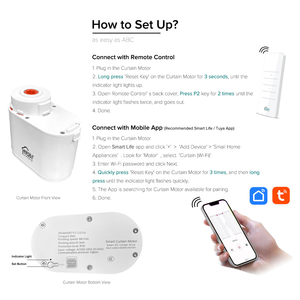 Smartony Motorised Curtain Track Wi-Fi / ZigBee Complete Set