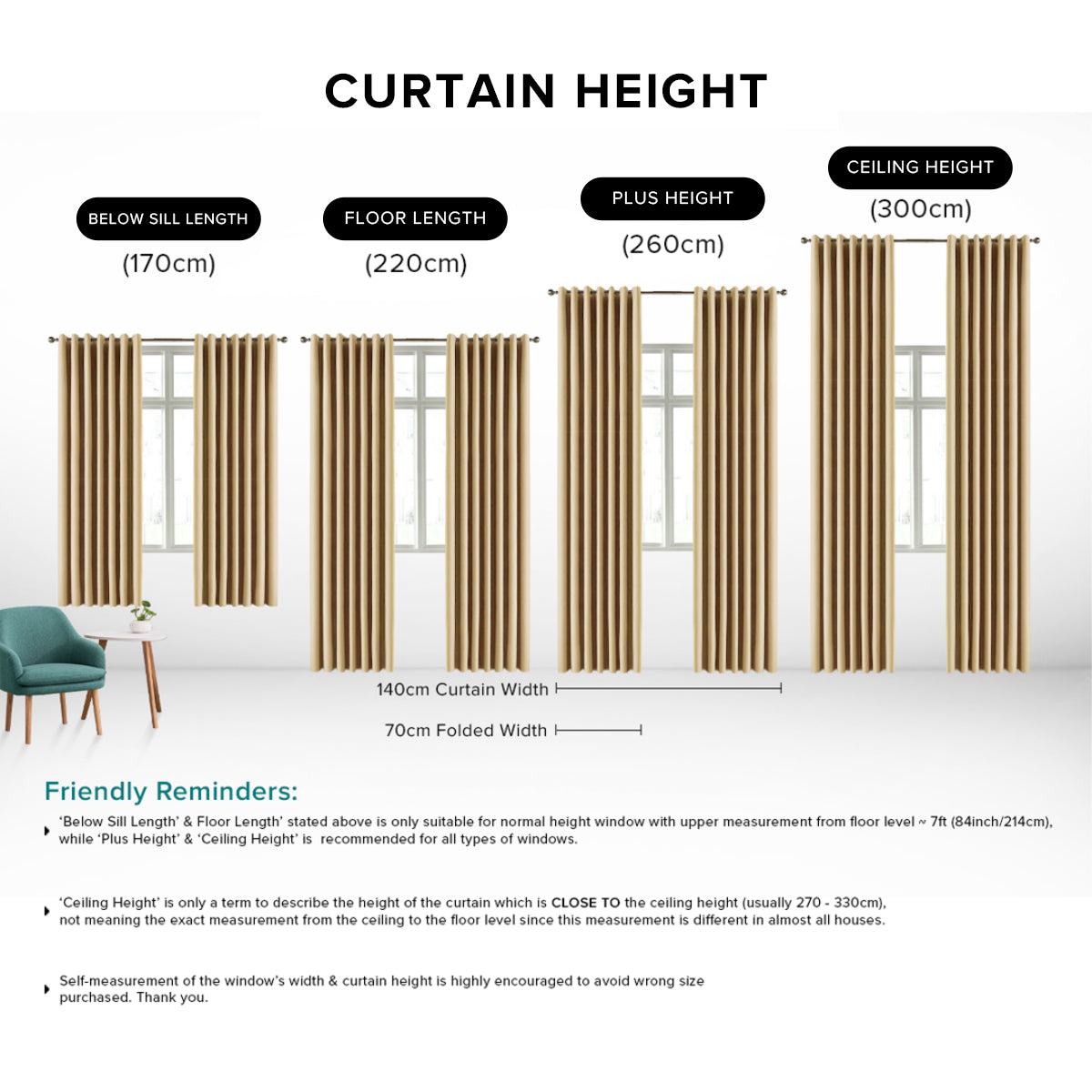 Morina 85-95% Blackout Curtain Ready Made - Standard Width