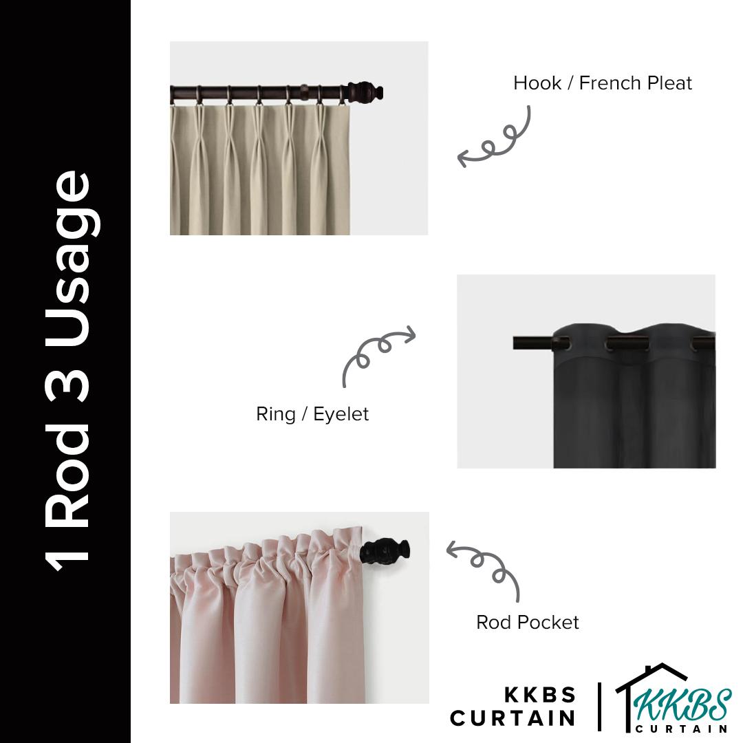 Cassedy Wooden Curtain Rod Double Complete Set