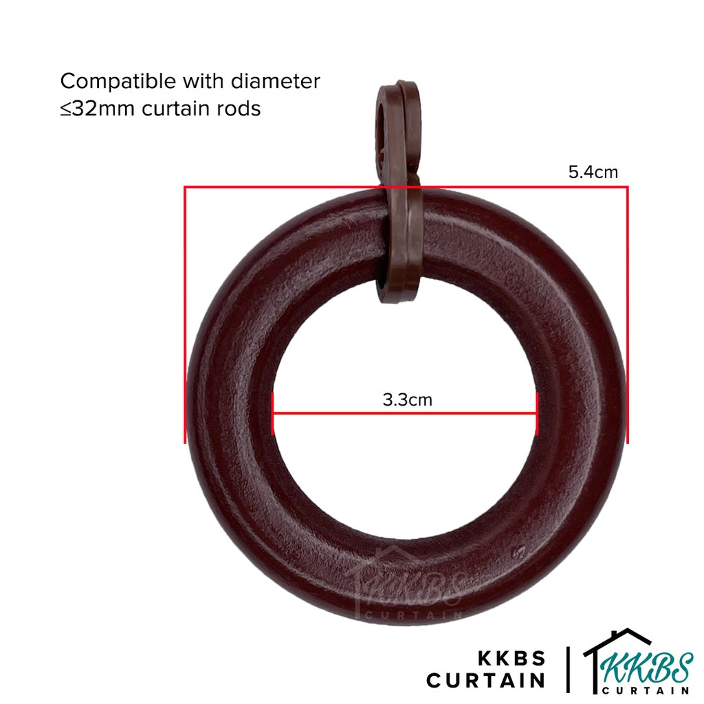 Cassedy Wooden Curtain Rod Ring Dark Merlot Colour