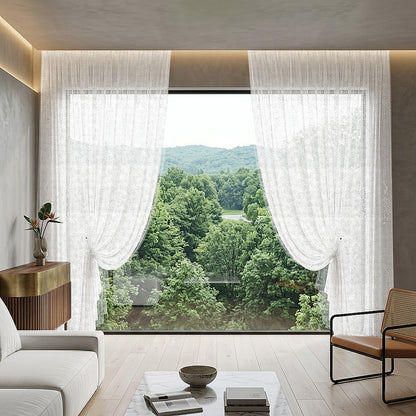 Sakura Sheer Curtain / Net Curtain Ready Made French Pleat Hook &amp; Ring Eyelet
