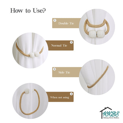 Pearlie Magnetic Pearl Braided Curtain Tieback