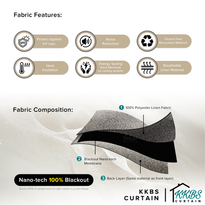 Mizuka 100% Blackout Curtain Ready Made Extra Width