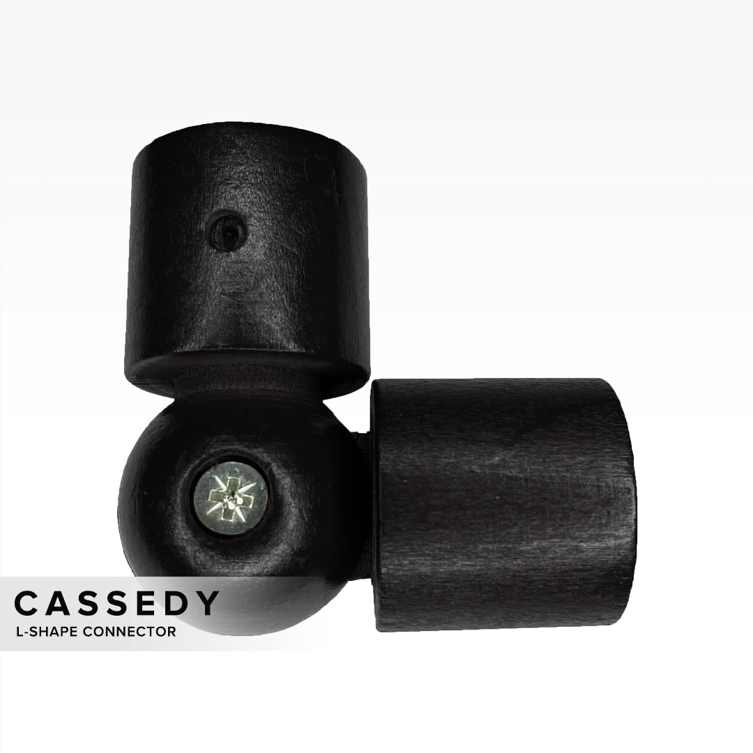 Cassedy Wooden Curtain Rod L-Shape Connector - Ebony Black