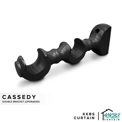 Cassedy Wooden Curtain Rod Double Bracket Ebony Black Colour