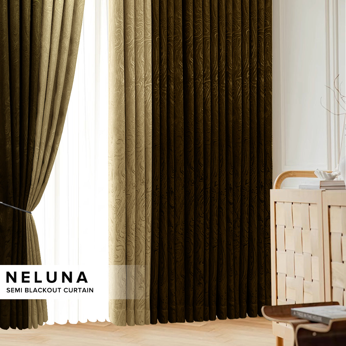 Neluna Semi Blackout Curtain Ready Made - Standard Width