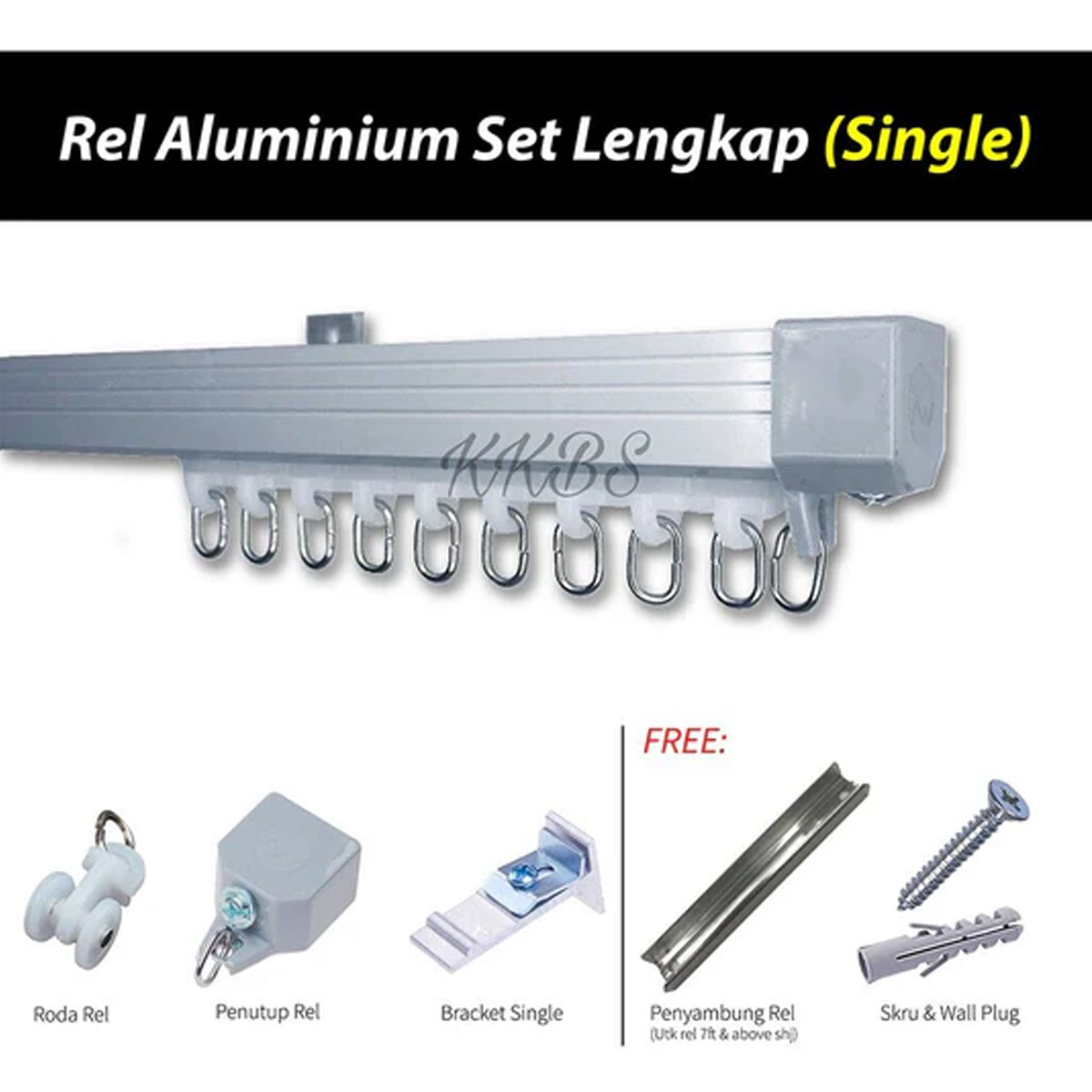 Traludy Aluminium Curtain Rail / Track Single Complete Set