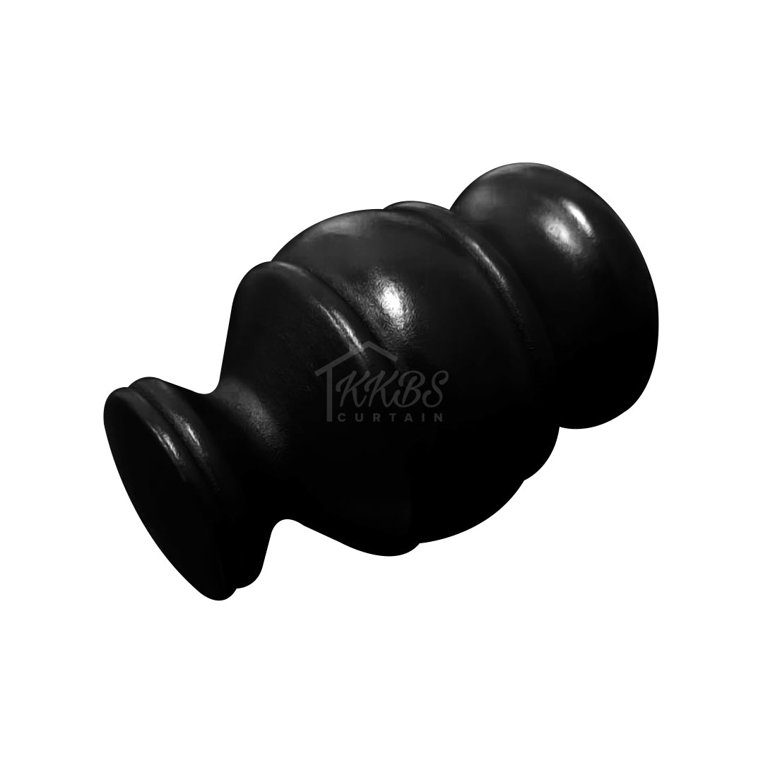 Cassedy Wooden Curtain Rod End Cap - Ebony Black