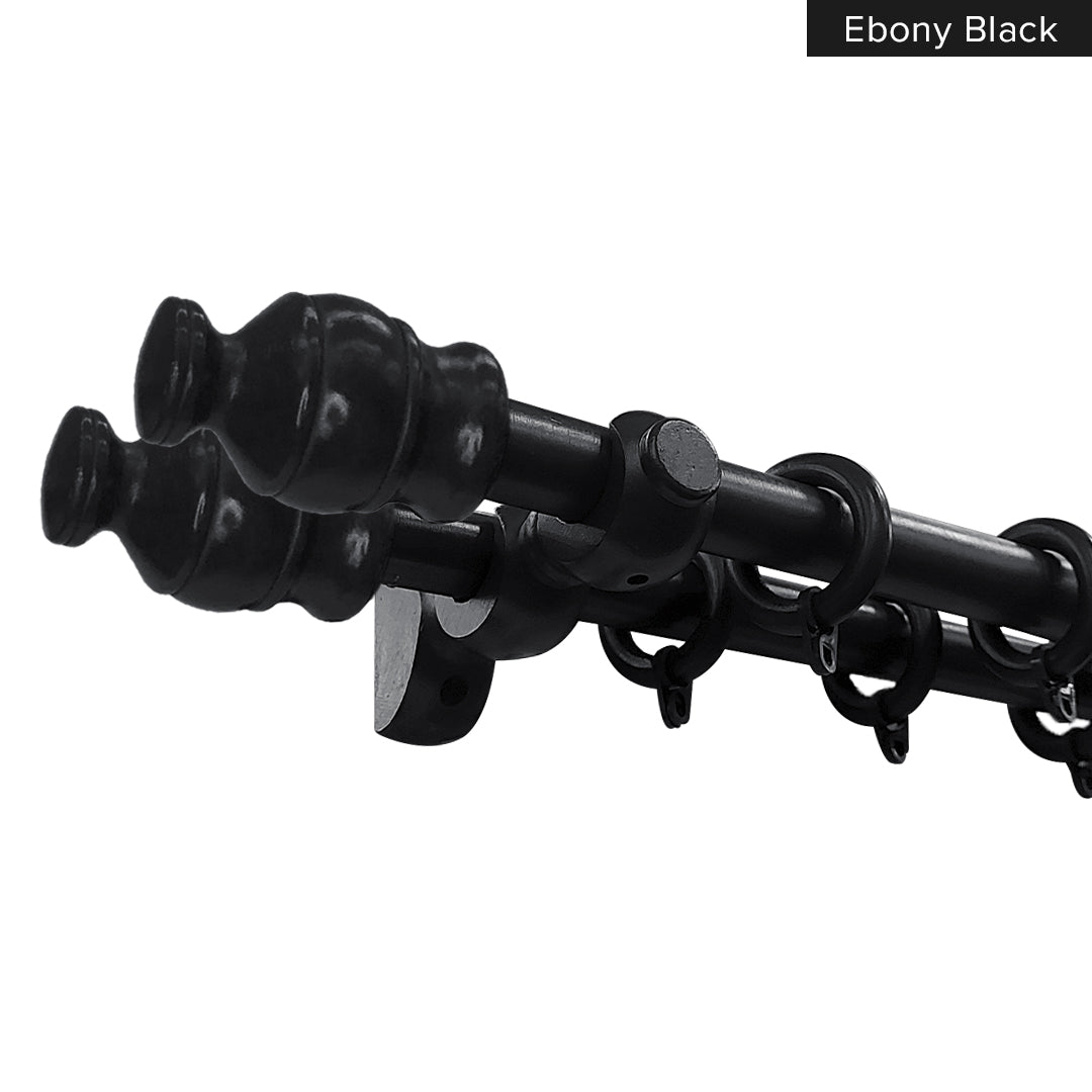 Cassedy Wooden Curtain Rod Double Complete Set