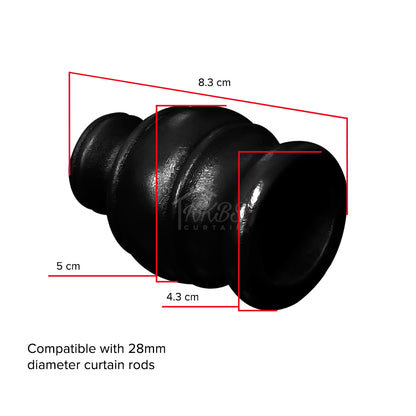Cassedy Wooden Curtain Rod End Cap - Ebony Black
