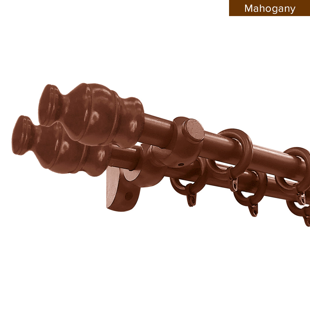 Cassedy Wooden Curtain Rod Double Complete Set