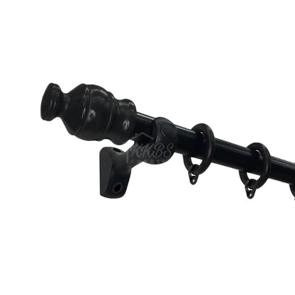 Cassedy Wooden Curtain Rod End Cap - Ebony Black