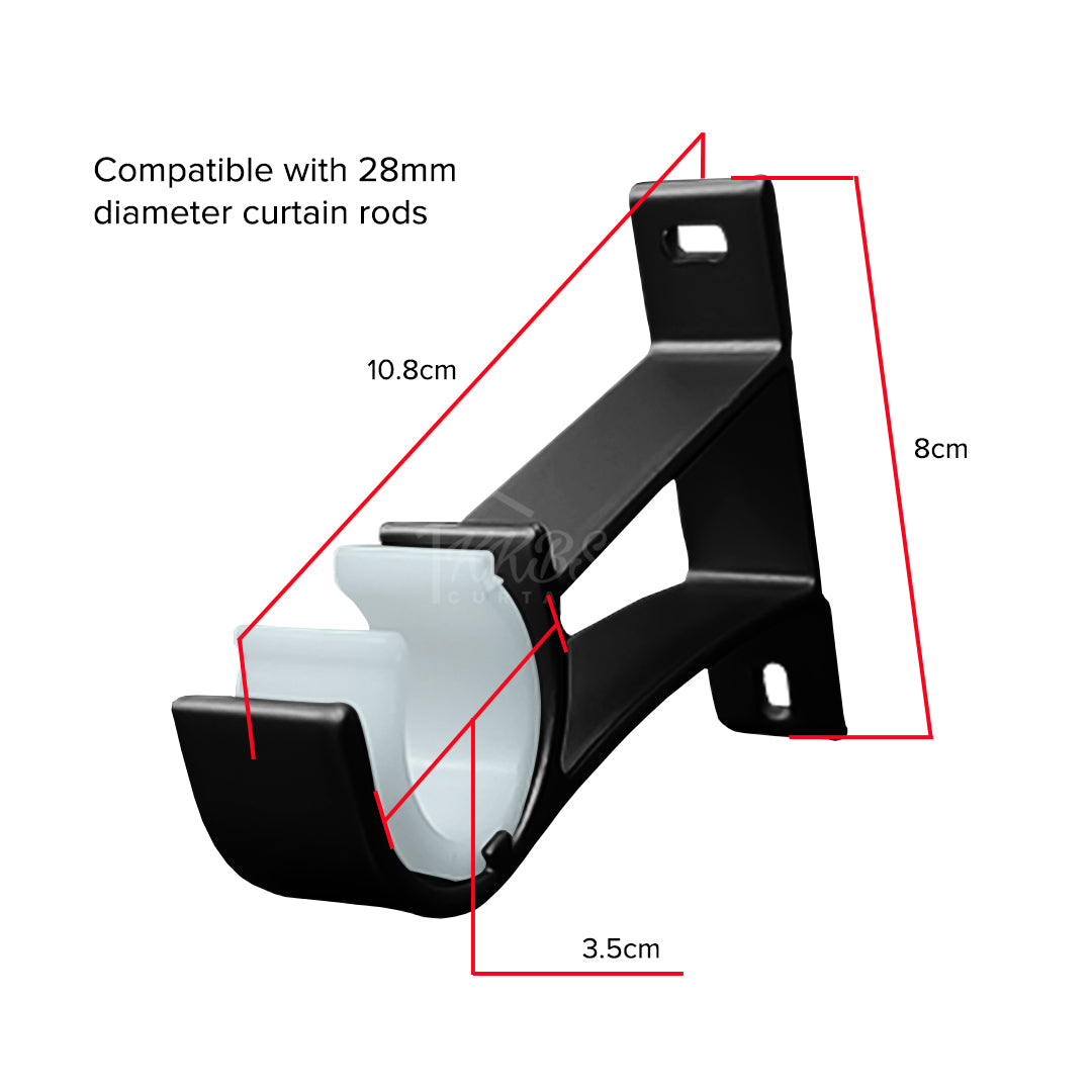 Morandy Curtain Rod Single Bracket Obsidian Black Colour
