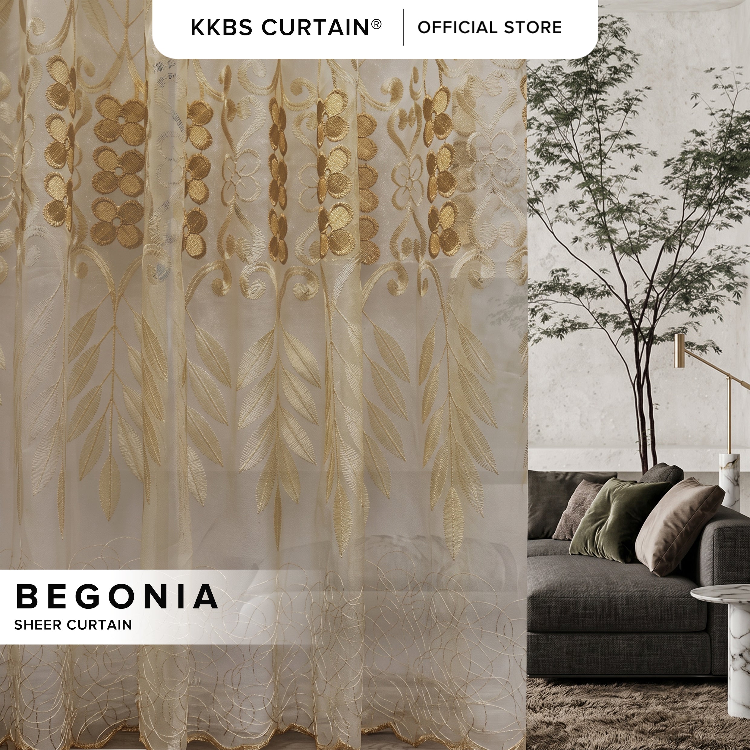 Begonia Sheer Curtain Custom Made