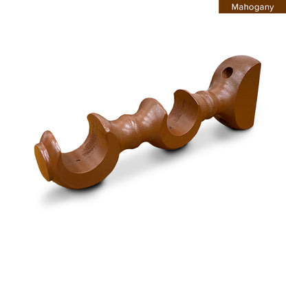 Cassedy Wooden Curtain Rod Double Bracket - Natural Mahogany