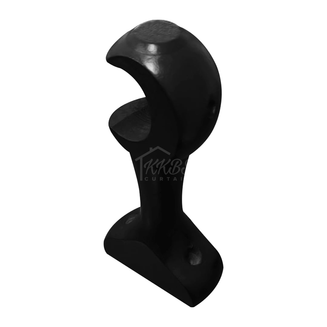 Cassedy Wooden Curtain Rod Single Bracket - Ebony Black