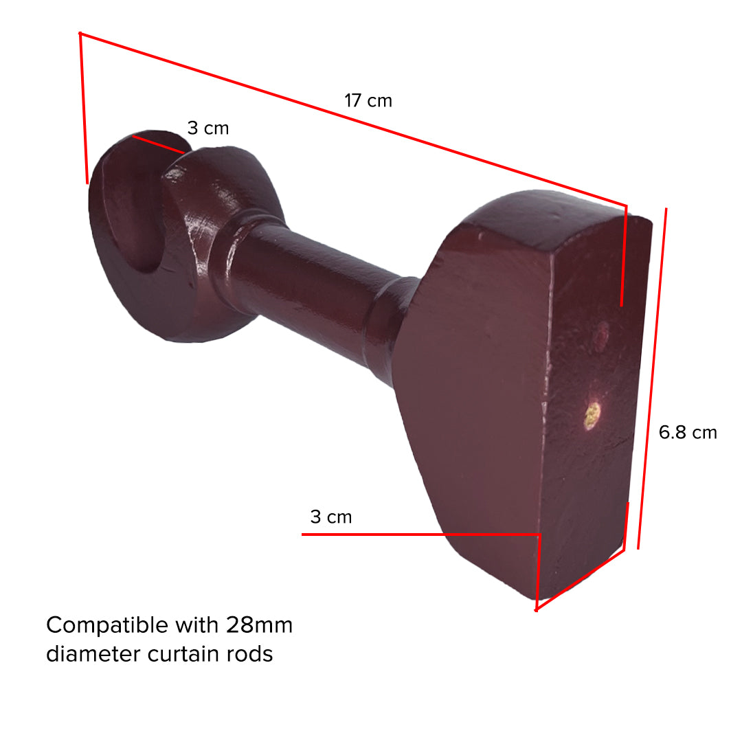 Cassedy Wooden Curtain Rod Long Single Bracket - Dark Merlot