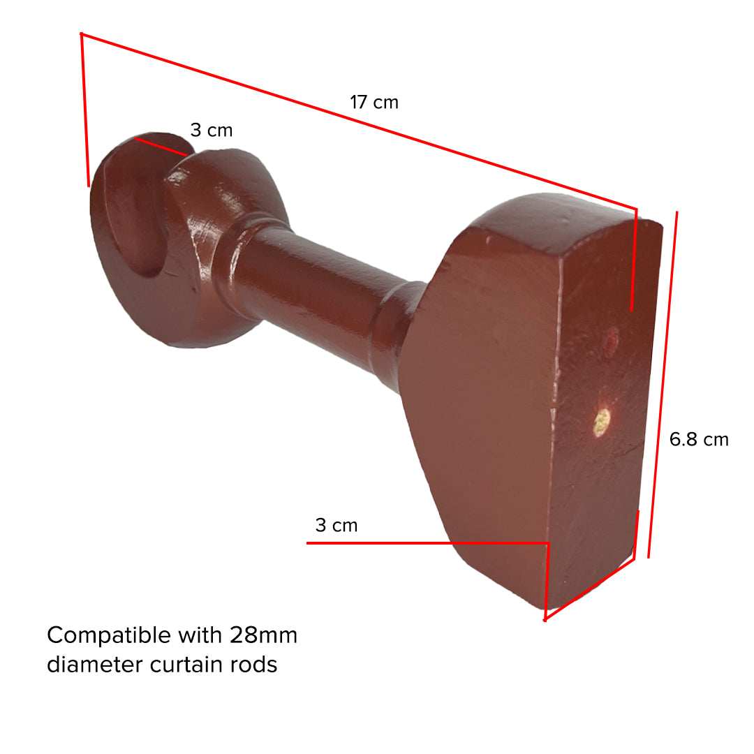 Cassedy Wooden Curtain Rod Long Single Bracket - Natural Mahogany