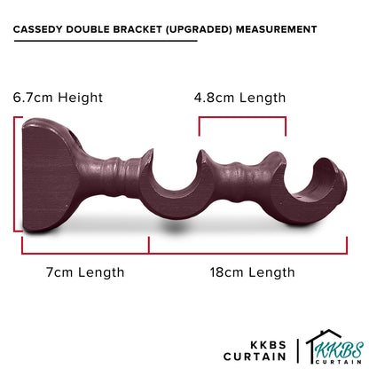Cassedy Wooden Curtain Rod Double Bracket Dark Merlot Colour