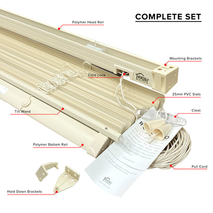 Rolezzo 25mm Venetian Blinds PVC Ready Made Complete Set