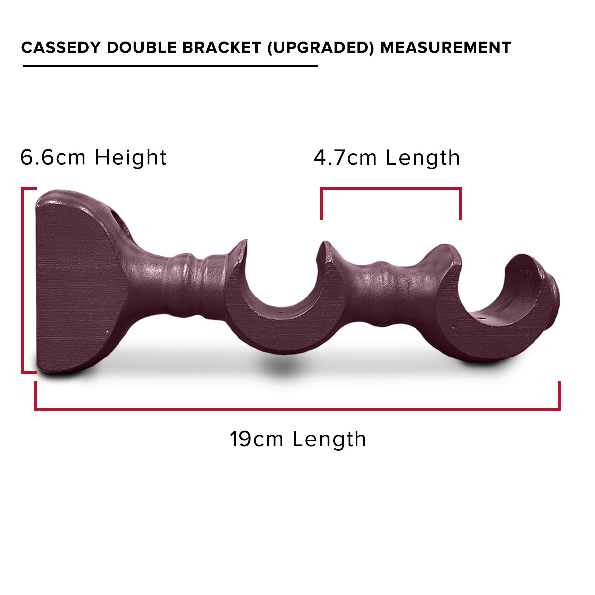 Cassedy Wooden Curtain Rod Double Bracket - Dark Merlot