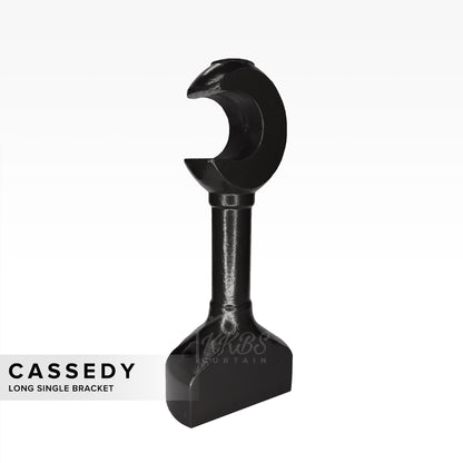Cassedy Wooden Curtain Rod Long Single Bracket - Ebony Black