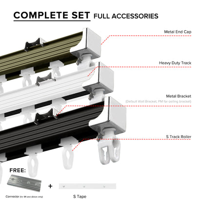 Verody Heavy Duty S Fold / French Pleat Track Double Complete Set
