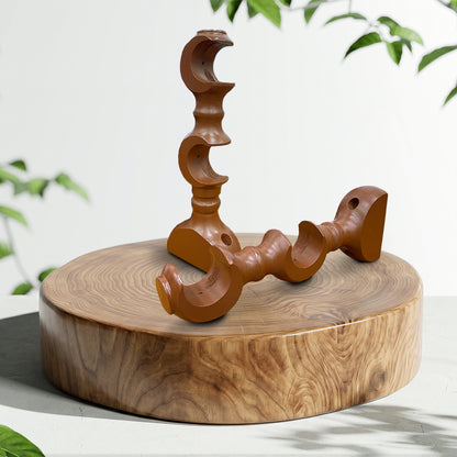 Cassedy Wooden Curtain Rod Double Bracket - Natural Mahogany