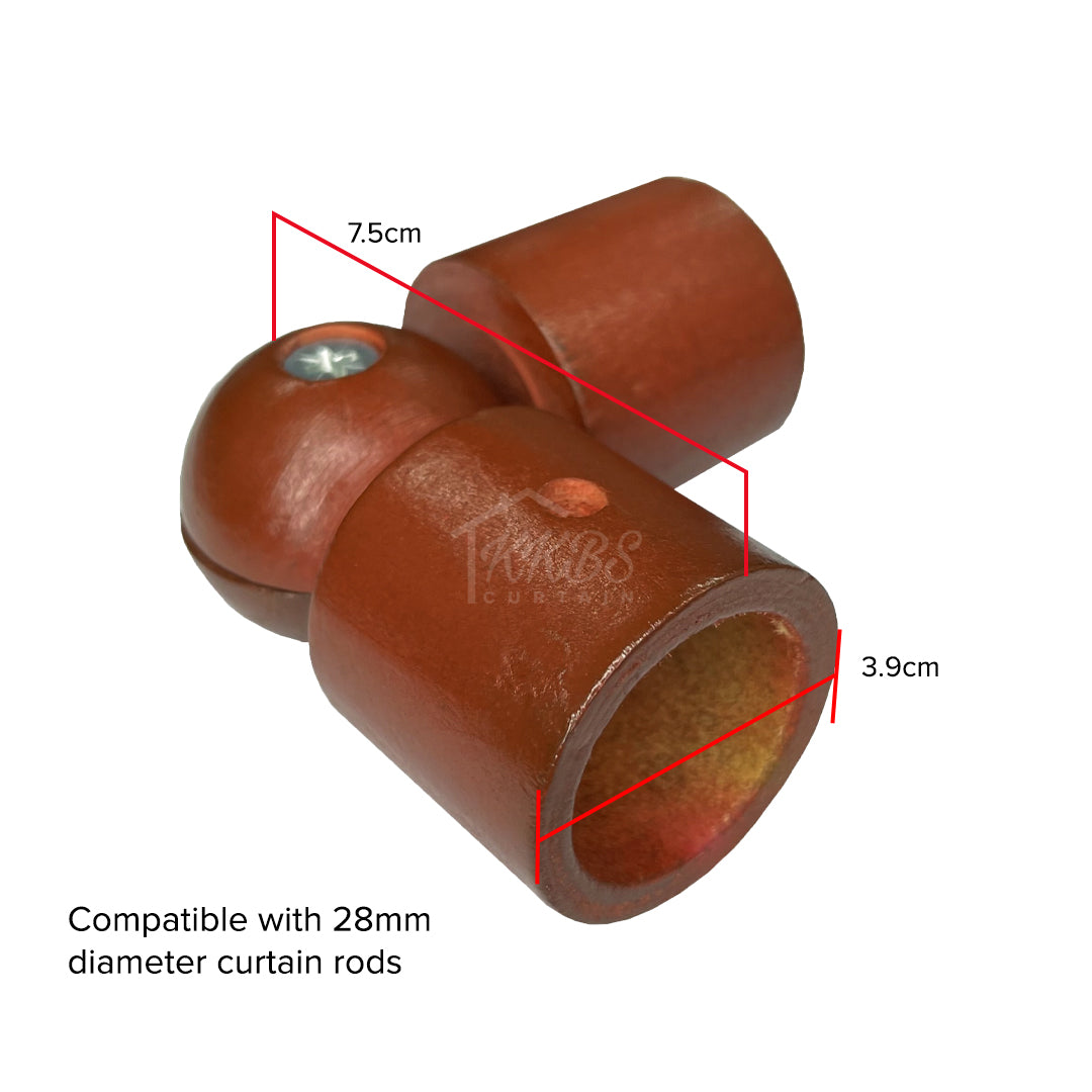Cassedy Wooden Curtain Rod L-Shape Connector - Natural Mahogany