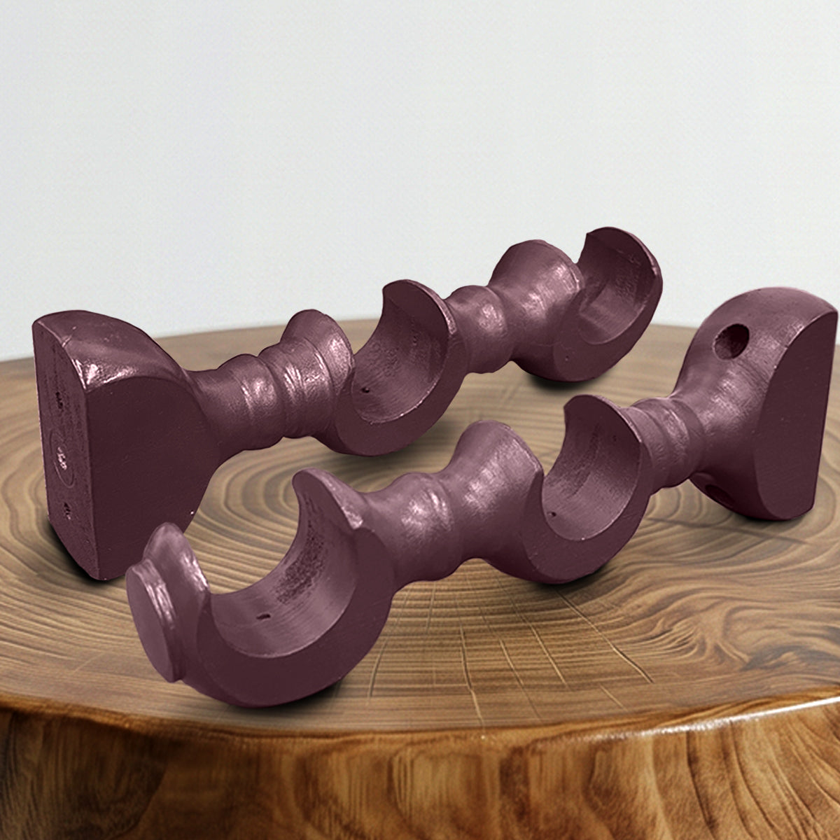 Cassedy Wooden Curtain Rod Double Bracket - Dark Merlot