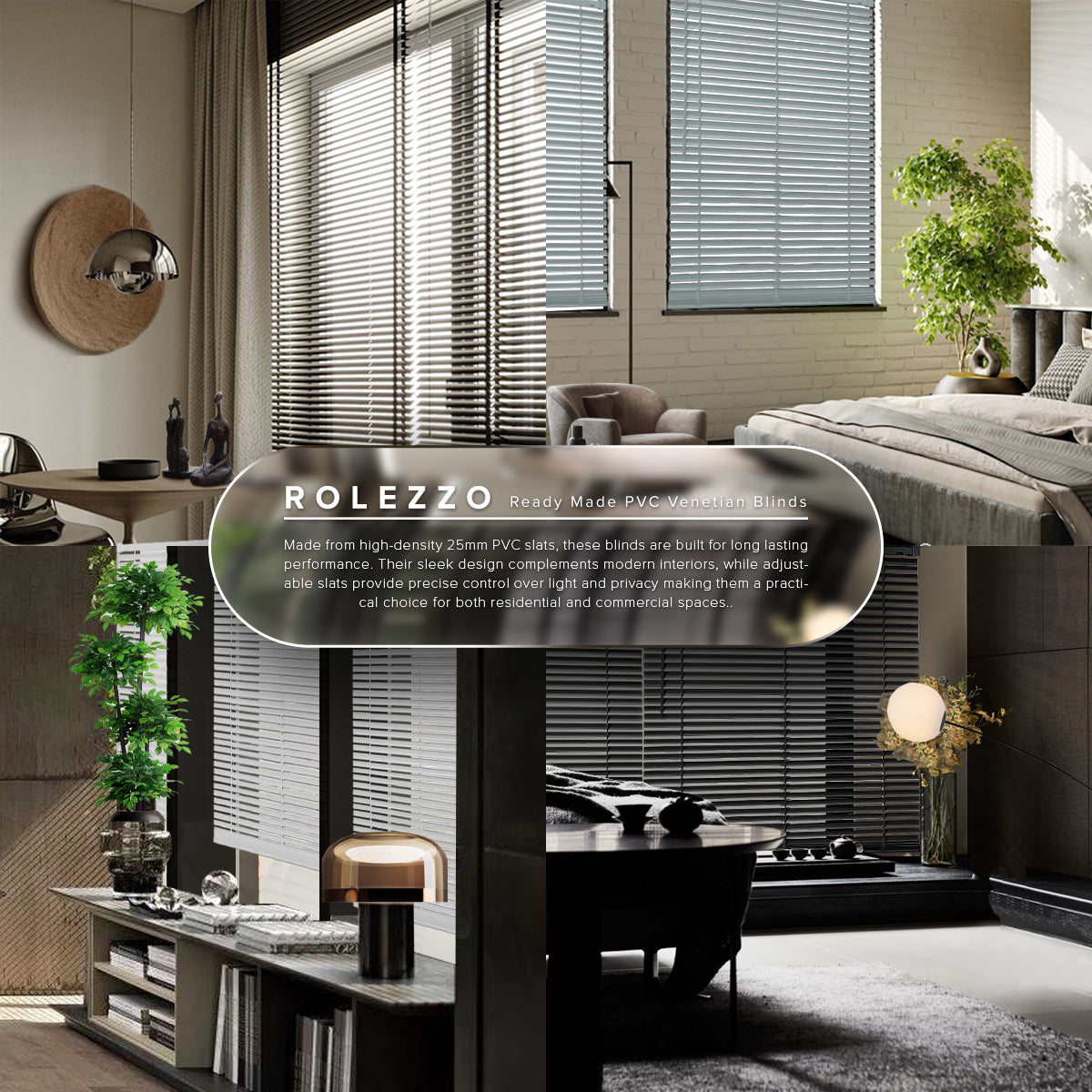 Rolezzo 25mm Venetian Blinds PVC Ready Made Complete Set