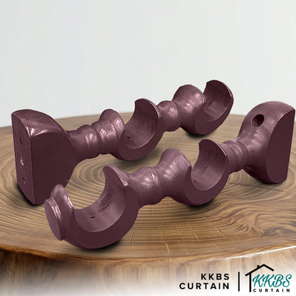Cassedy Wooden Curtain Rod Double Bracket Dark Merlot Colour