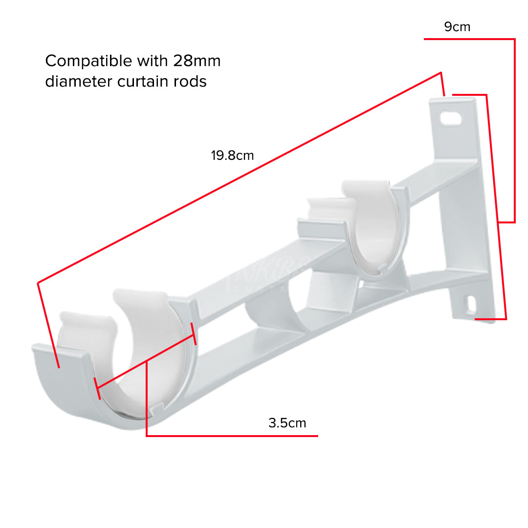 Morandy Curtain Rod Double Bracket - Pearl White
