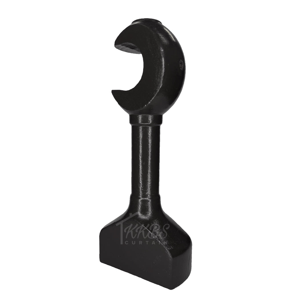 Cassedy Wooden Curtain Rod Long Single Bracket - Ebony Black