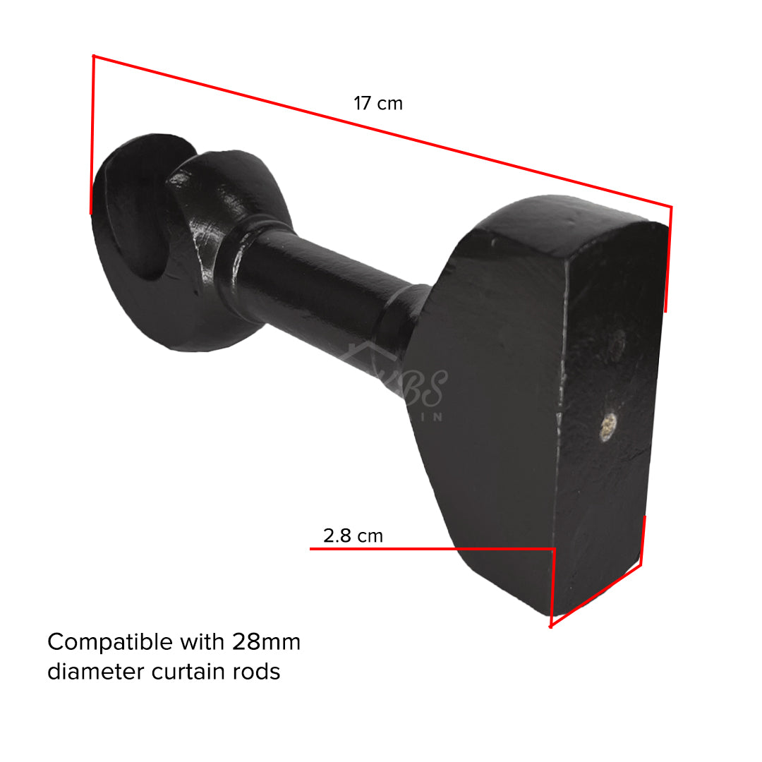 Cassedy Wooden Curtain Rod Long Single Bracket - Ebony Black